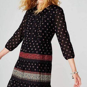 J. Jill Pintucked Lace-Trimmed Dress - L